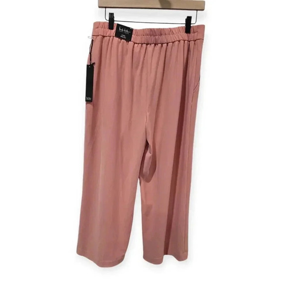 NWT Nicole Miller Size M Pull On Tie Waist Wide Leg Cropped Pants  Salmon Pink - Picture 2 of 3